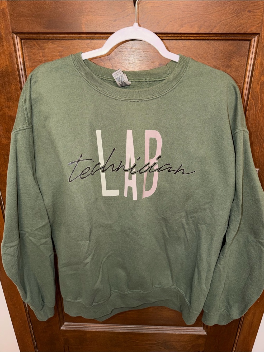 Gildan Olive Green 'LAB Technician' Crewneck Sweatshirt